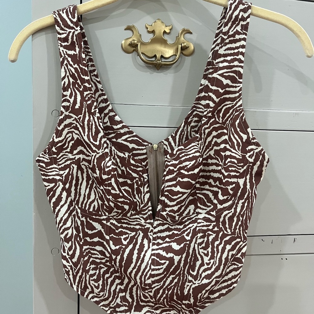 RESA Brown and White Zebra Print Blouse